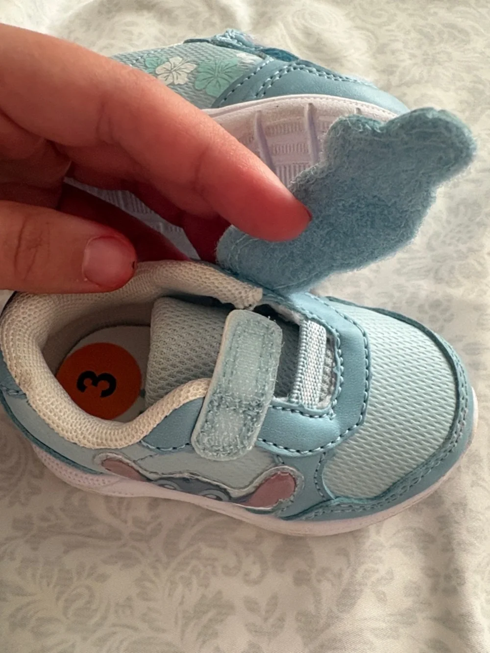 Stitch Disney Light Blue Sneakers with Hook-and-Loop Strap